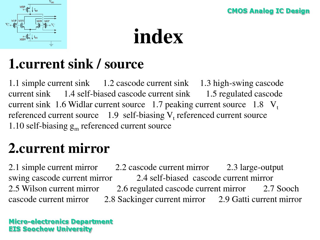 Basic Cmos Analog Ic Design Lecture 5 Cmos Current Sink And